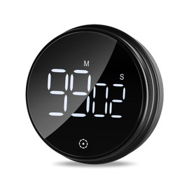 OQIMAX Digital Kitchen Timers, Digital Timer with Large LED Display, 3 Volume Levels Adjustable, Magnetic Countdown Countup Timer, for Cooking, Teaching, Classroom Study, Gym and Oven (Black)