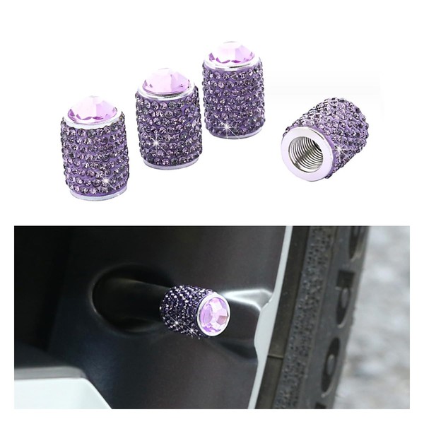 GLSOWEE 4PCS Bling Car Tire Valve Stem Caps, Crystal Rhinestone