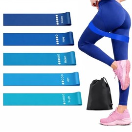 Genérico Bandas de Resistencia Elásticas de Látex Natural (Set de 5 Ligas + Bolsa) para Ejercicio, Yoga, Pilates, Crossfit y Entrenamiento – Bandas pa