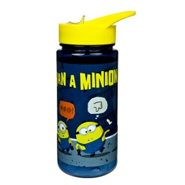 AERO Minions Drinking Bottle for Children with Motif Plastic Water Bottle BPA Free Approximately 500 ml Capacity Integrated Straw Ideal for Nursery and School