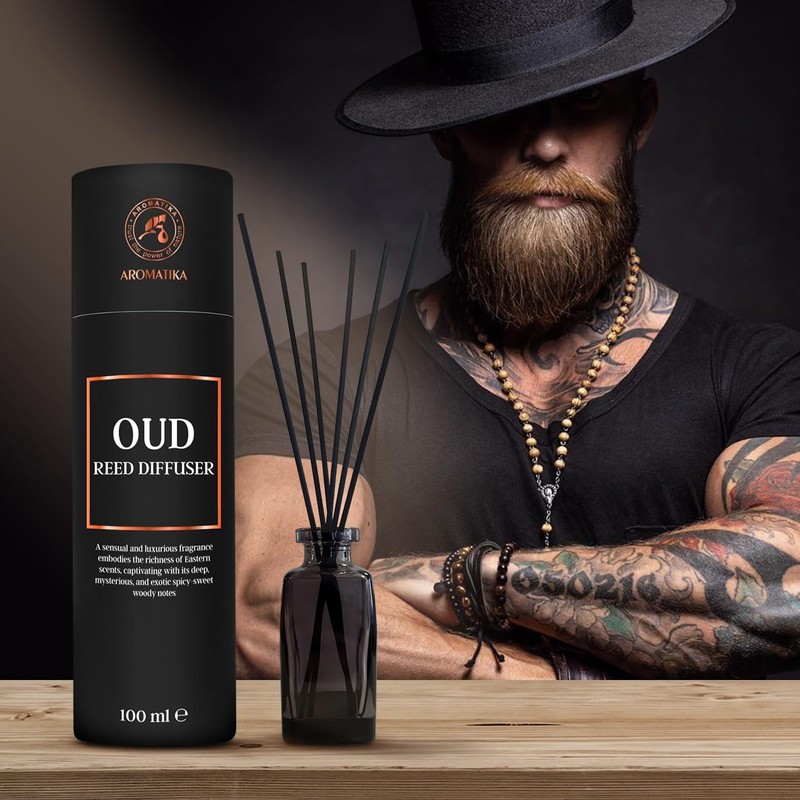 Reed Diffuser Oud 100ml - Fragrance Diffuser with Bamboo Sticks