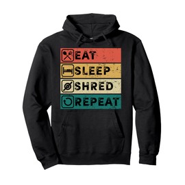 Eat Sleep Shred Repeat Float One Wheel Electric Skateboard Pullover Hoodie