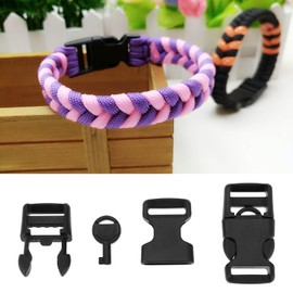 OTOTEC Pack of 10 Mini Key Buckles 5/8 Inch Plastic Side Release Buckles Suitable for Tactical Paracord Bracelet Military Black, black