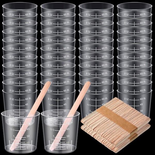 Konohan 100 Pcs 2oz/60ml Plastic Mixing Cups Disposable Measuring Cups,