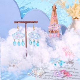 Spritewelry 8pcs Acrylic Cloud Charm 3D Cartoon Cloud Charms with Lampwork Raindrop Pendants Colorful Cloud Pendants for Earrings Necklace Bracelet Jewelry Making Keychain DIY Crafts