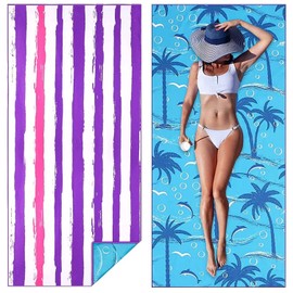 JIUS@FF Toalla De Playa Superligera, Toalla De Microfibra Sin Arena, Toalla De Playa Fina Superabsorbente Y De Secado Rápido, 71 X 32 Pulgadas, Regalo Perfecto para Viajes, Camping, Vacaciones