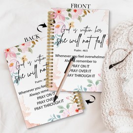 laveliabel Pink Floral Christian Notebook Journal for Women - God is Within Her Bible Journal Notebooks for Note Taking, Bible Journaling Notebook, Prayer Journal, Spiral Notebook 5.5x8.3 Inches