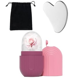 Set de Bandeja para Hielo Facial y Gua Sha, Herramienta de Masaje Facial con Bolsa de Almacenamiento, para Tratamiento de Belleza y Cuidado de la Piel