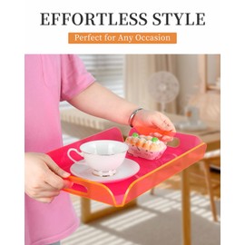 Neon Pink Acrylic Tray 15x10.2 Inches - Bold and Bright Serving Tray for Kitchen, Parties, and Home Organization - Durable and Stylish
