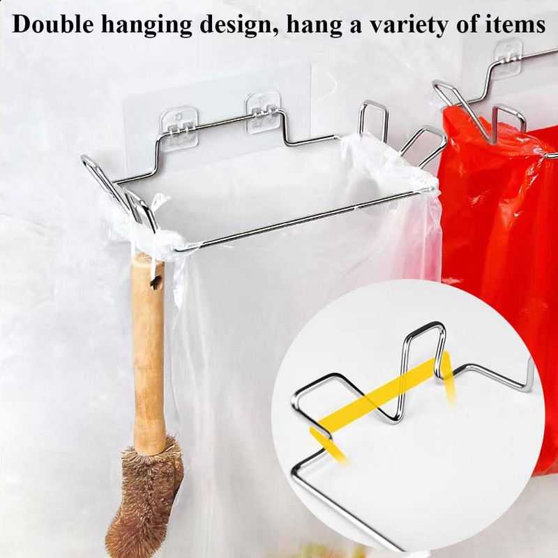 Trash Bag Holder for Cupboards Kitchen Cabinet Door, Stainless Steel