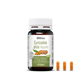 Sovita Curcuma Plus Capsules with Choline to Support Normal Liver Function and Normal Fat Metabolism, Vegan Dietary Supplement, 120 Capsules