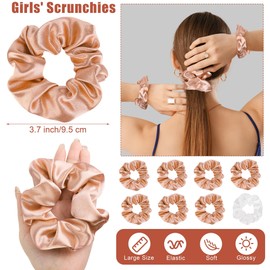 Elcoho 32 Pieces Bridesmaid Scrunchies Proposal Gifts Bachelorette Hair Claws Scrunchies Hair Clip Heart-shaped Sunglasses Girls Combs Gift for Bridesmaid Wedding Party Favors, Rose Gold+White