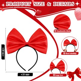 Chuangdi Pack of 2 Carnival Headbands Headdress Cute Headbands Hair Accessories for Adults Christmas Party Costume Accessories (Red, Bow)