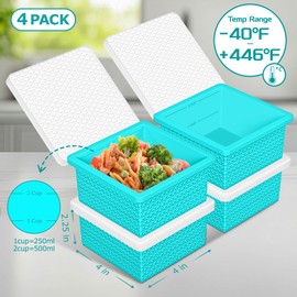 Silicone Freezer Molds for Soup Cube - 2-Cup Freezer Storage Container Tray with Lid,4 Pack Stackable Ice Cube Trays for Portion Control,Food Storage Meal Prep,Oven & Dishwasher Safe
