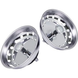 Highcraft 75111-2 - Colador para fregadero de cocina (3-1/2 pulgadas), cuerpo de acero inoxidable cromado con tapón de goma, 2 unidades