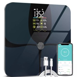 Wellue Rechargeable Large Display Weight Scale Body Scale Bathroom Scale Heart Rate App