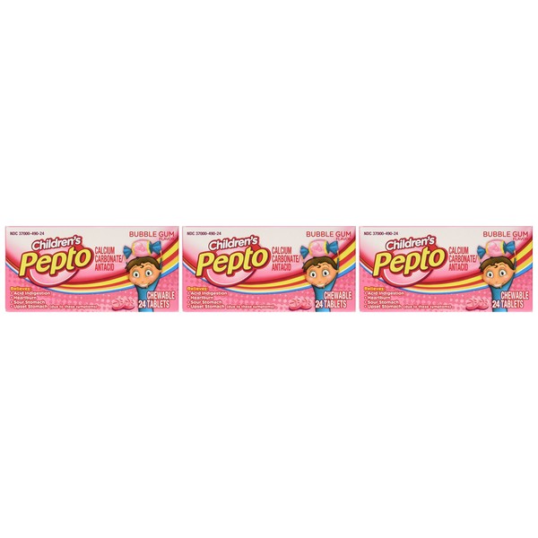 Pepto-bismol Children's Pepto, Bubble Gum Flavor Chewable Tablet, 24-Count Units (Pack of 3)