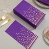 100 Pcs Purple Dinner Napkins Disposable Gold Dot Purple Paper