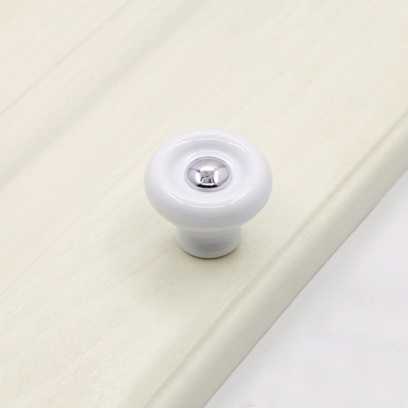 Tsnamay 6Pcs White Ceramic Knob Kitchen Door Cabinets Cupboard Single