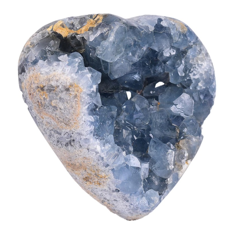 MOGEMT Raw Blue Celestite Crystal Geode Heart Shape Natural Healing