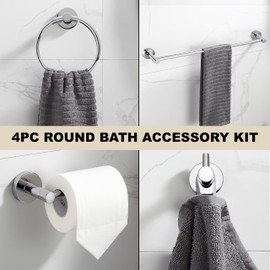 Westbrass A101-26 Modern 4-Piece Bathroom Hardware Set – 24 Inch Towel Bar and Wall Mounted Accessories with Concealed Mounting, Satin Nickel