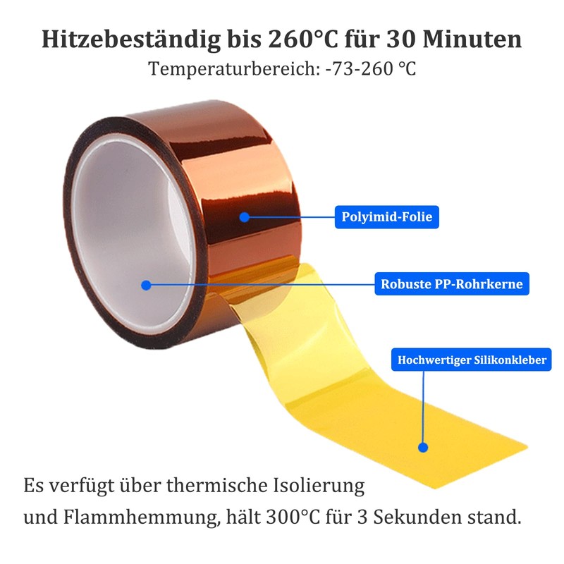 Misuyue 18 mm Kapton Tape, Heat Resistant Tape up to