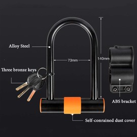 Bike U Lock with Cable Heavy Duty Bike Lock Bicycle U Lock, 14mm Shackle and 3.77ft Length Cable with Mounting Bracket for Bike Motorcycle and More