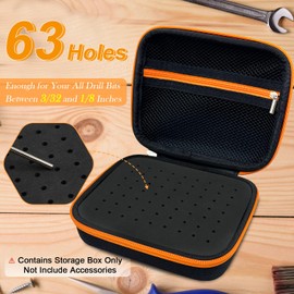 63 Holes1/8 Shank Carbide Burr Bits Bag, (ONLY CASE) Bits Display Organizer Container, Dustproof Portable Organizer Storage Bag, Compatible with All Between 3/32" and 1/8" (3.2mm) Bits