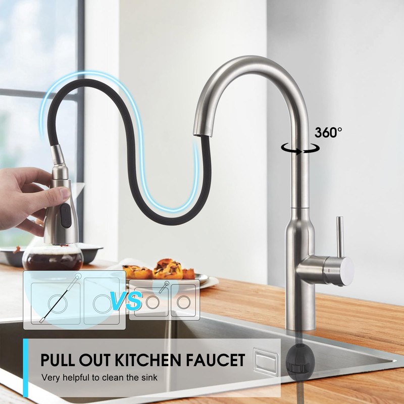 CREA Kitchen Faucet,Kitchen Faucet with Pull Down Sprayer,RV Kitchen Sink