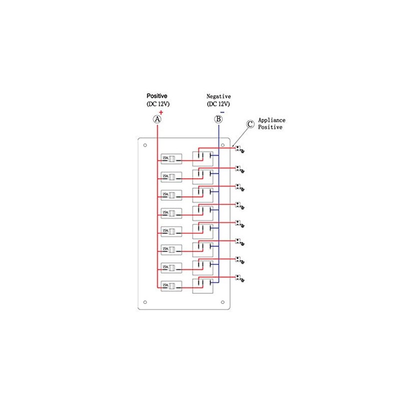 Pactrade Marine Boat 8 Gang Splash Proof Switch Panel Aluminum