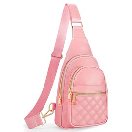 JASGOOD Sling Bag for Women Crossbody Leather Fanny Packs Chest Bag Sling Backpack for Fashion Travel,Pink