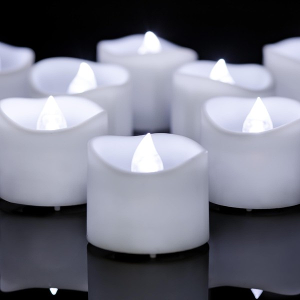 Yakpo 12 Pack Cool White Battery Operated LED Timer Tea