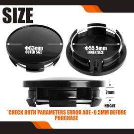 TMS 2.5Inch 63MM Wheel Center Caps for Dodge RAM 1500 Rim Hub Caps 6KF18TRMAA, Pack of 4 (Gloss Black, Outer 63MM, Inner 56MM)