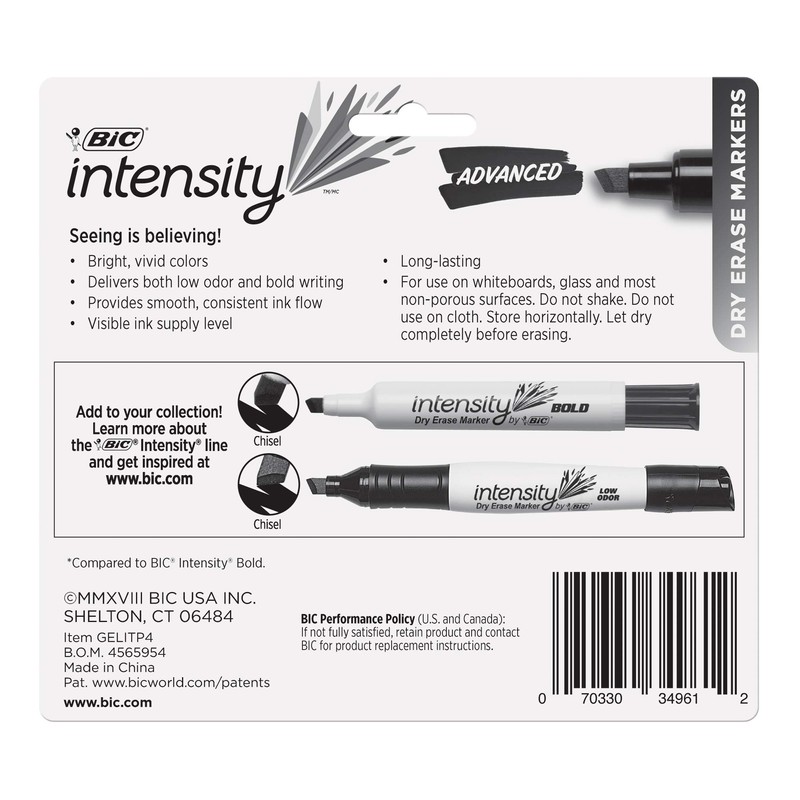 BIC Intensity Advanced Whiteboard Markers, Dry Erase Chisel Tip, Bulk