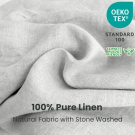 Simple&Opulence 100% Linen Duvet Cover Set 3pcs with Coconut Button Closure Natural French Washed Flax Solid Color Soft Breathable Farmhouse Bedding - Light Grey, Queen Size