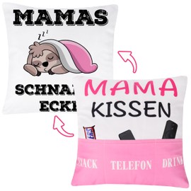 Merclix Geschenke für Mama zum Geburtstag Kissenbezug 45x45 mit 3 Tasche Geschenk für Mama Weihnachten Mama Geschenk Lustig Mutter Geschenk Mutter Geburtstagsgeschenk für Mama