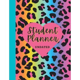 Undated Student Planner: Cute Pastel Leopard Theme Large Academic Planner Daily & Weekly Organizer For Assignments, Homework, & Grade Tracker
