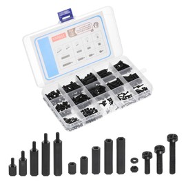PATIKIL M2 Male Female Nylon Hex Spacer Standoff Kit, 350Pcs Motherboard Standoffs Assortment Kit, Electrical Outlet Spacers, Screws Nuts for PCB Motherboard, Circuit Board, Black