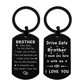 Gifts for Brother from Sister - Brother Birthday gifts, Bro I Love You Gift Keychain for Birthday Christmas Graduation