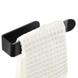 8 Inch Hand Towel Holder, Self Adhesive Towel Bar for Bathroom, Rustproof Aluminum U-Shape Towel Rack Stick on Wall, Black