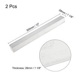 MECCANIXITY 2 Pcs Square Aluminum Flat Bar, 1 1/8" (28mm) Thick x 1 1/8" (28mm) Width x 12" (305mm) Long 6061 Aluminum Flat Plate Solid New Mill Stock Silver for Industrial Building