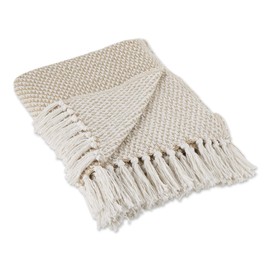 DII Woven Throw Collection 100% Cotton, Basketweave, 50x60, Stone