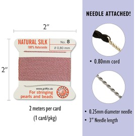 Griffin Bead Cord 100% Natural Silk Dark Pink #8