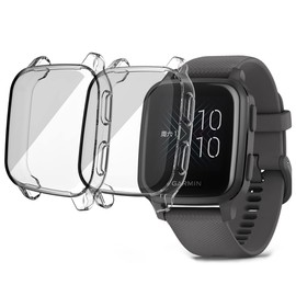 HOMTERN 2-Pack Cases Compatible with GARMIN Venu Sq Case and Venu Sq Music Case,Flexible TPU Full Cover Shell Shockproof Scratch-Proof Protector Case (2-Pack Clear)