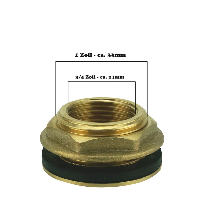 Water Butt Tank Feed-Through 3/4 Inch Internal Thread Brass Connection