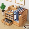 Zyners Bamboo Desk Organizer, Desktop Wood Bookshelf File Organizer, Pen