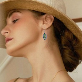 Leaf Earrings Sterling Silver Leaf Dangle Earrings Plant Jewellery for Women