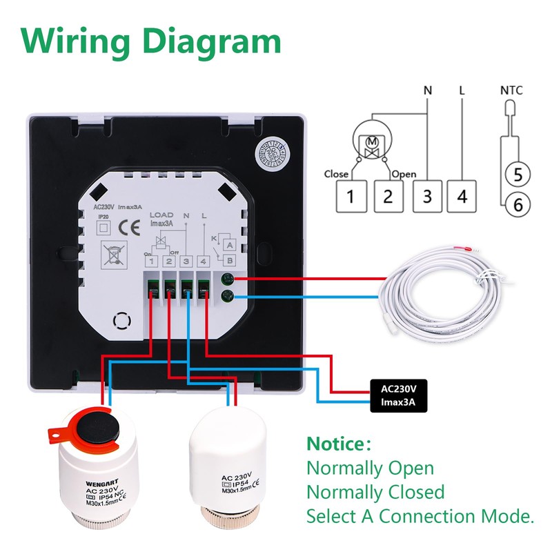 Wengart Digital Thermostat WG8818,AC230V 3A LCD Digital Display with Programming