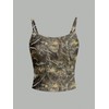 KIGRAD Women Y2k Spaghetti Strap Camo Tank Vest Backless Sleeveless