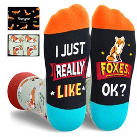 HAPPYPOP Fox Gift Ideas Socks - Funny Fox Socks for Women Men, Fox Stuff for Teen Girls Boys, Animal Socks, Christmas Stocking Stuffers
